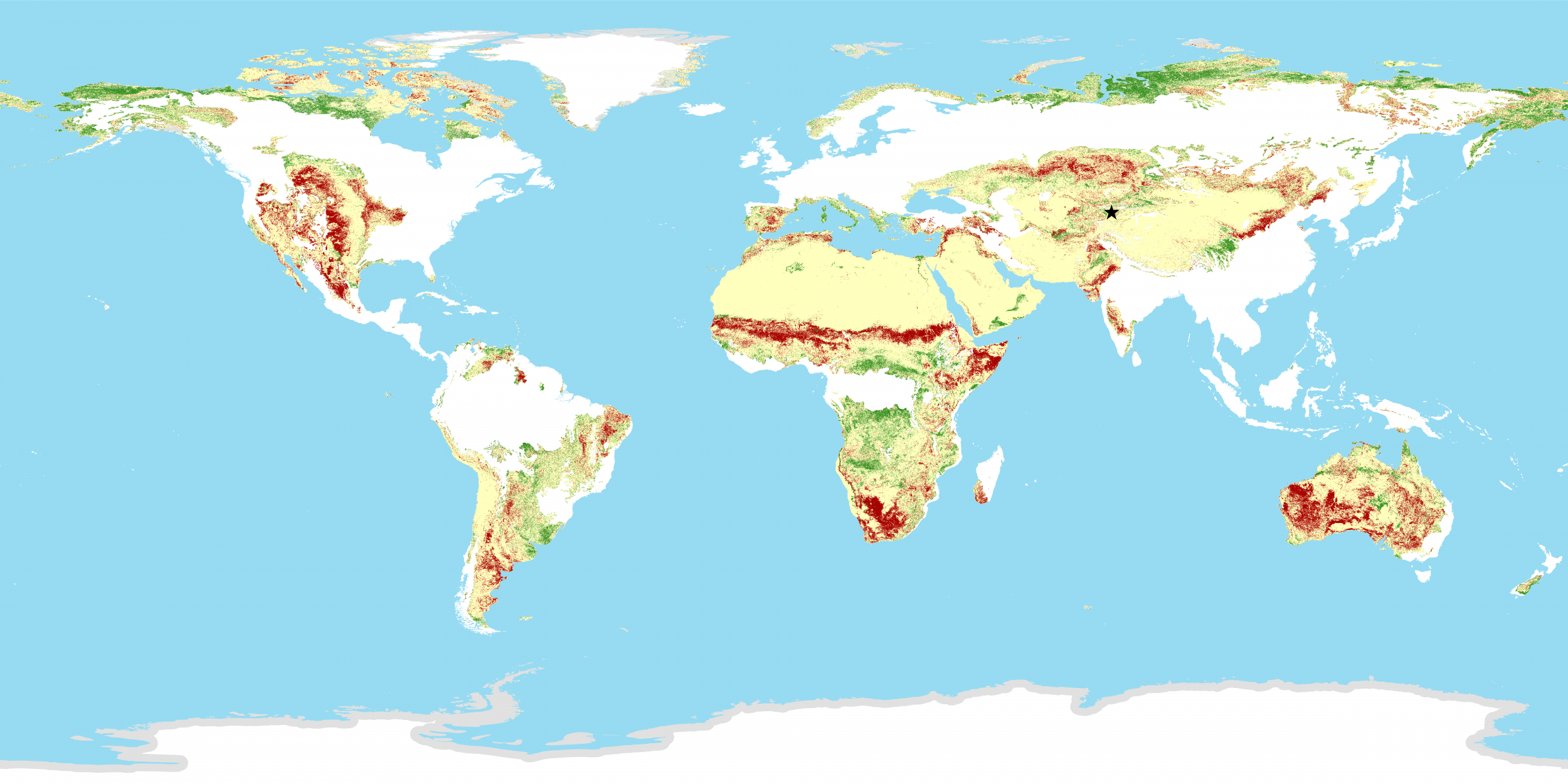 Land productivity performance over the period 2001-2015 in rangelands