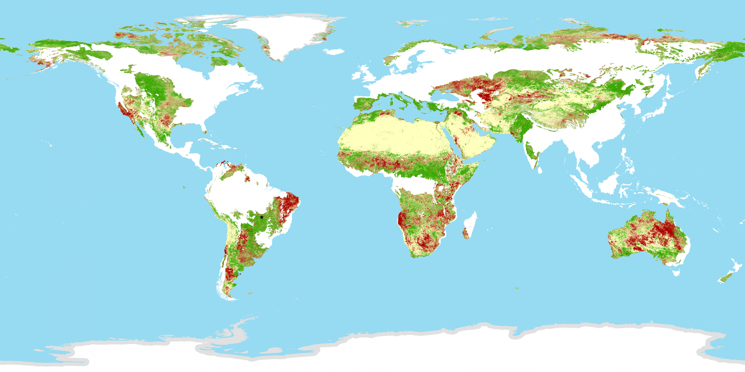 Progress towards land degradation neutrality (LDN) over the period 2001-2015 found in rangeland