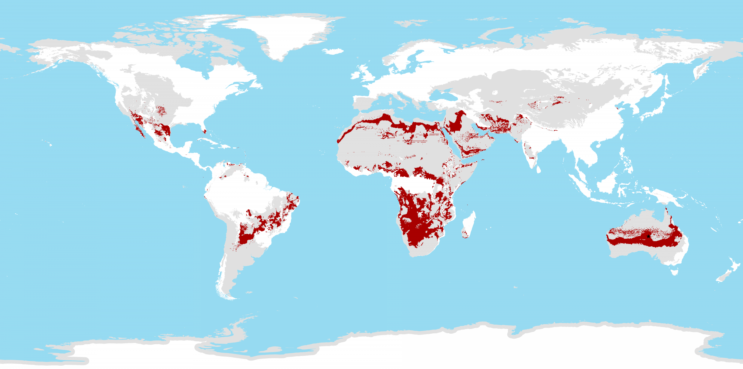 Average maximum temperature flipping from below 35ºC to greater than 35 ºC by 2050 found in rangelands