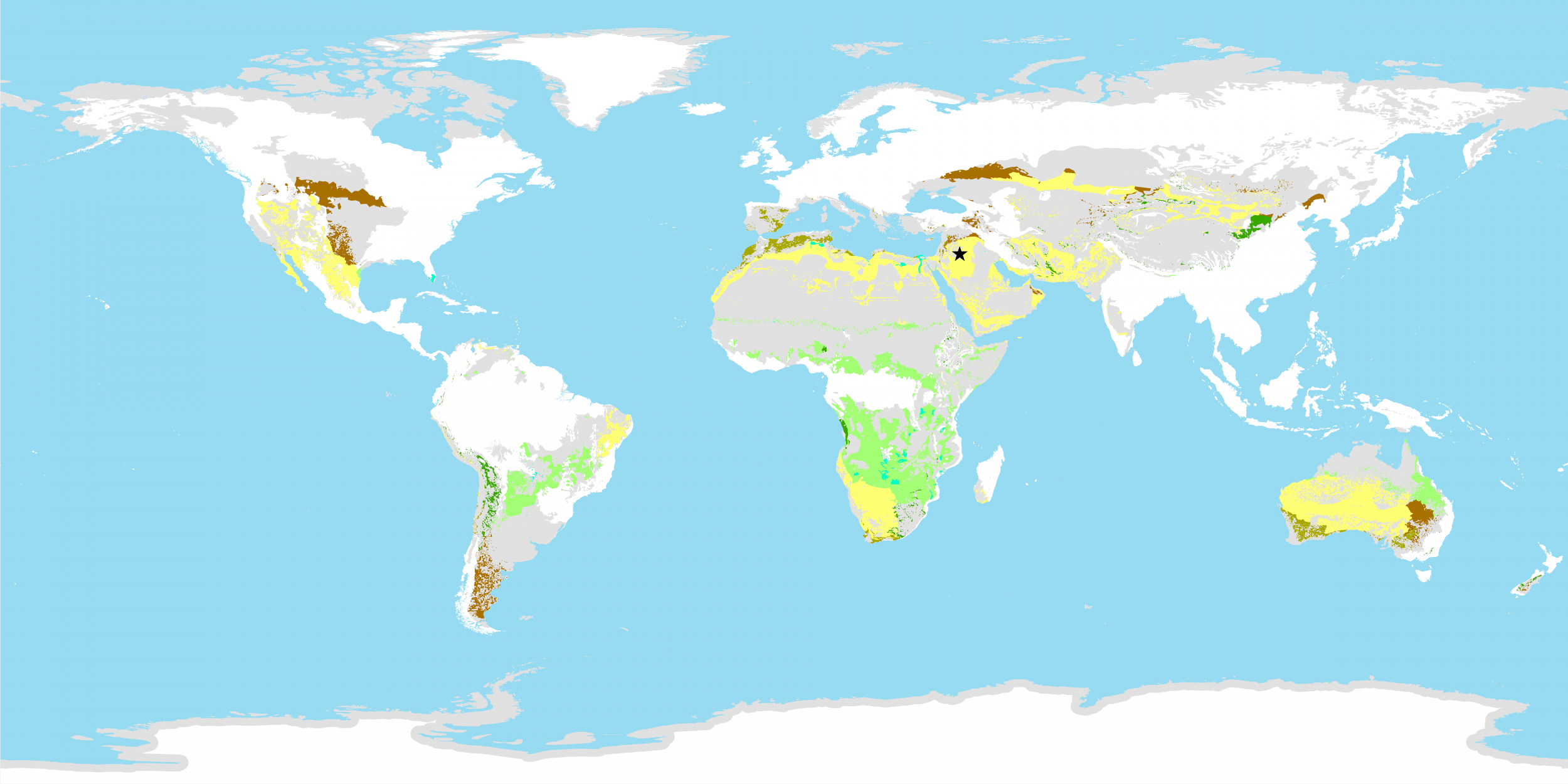 Rangelands affected by three climate thresholds