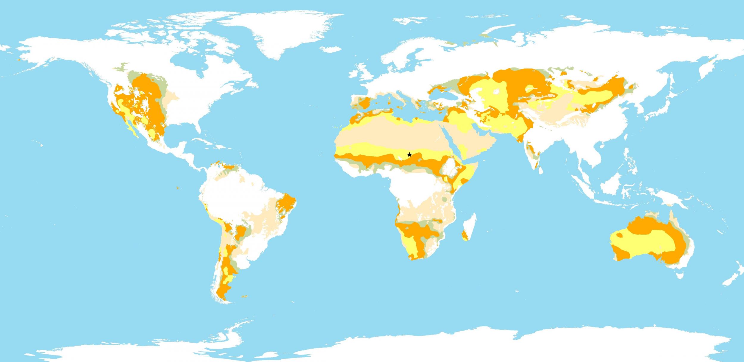 Dryland types found in rangelands globally