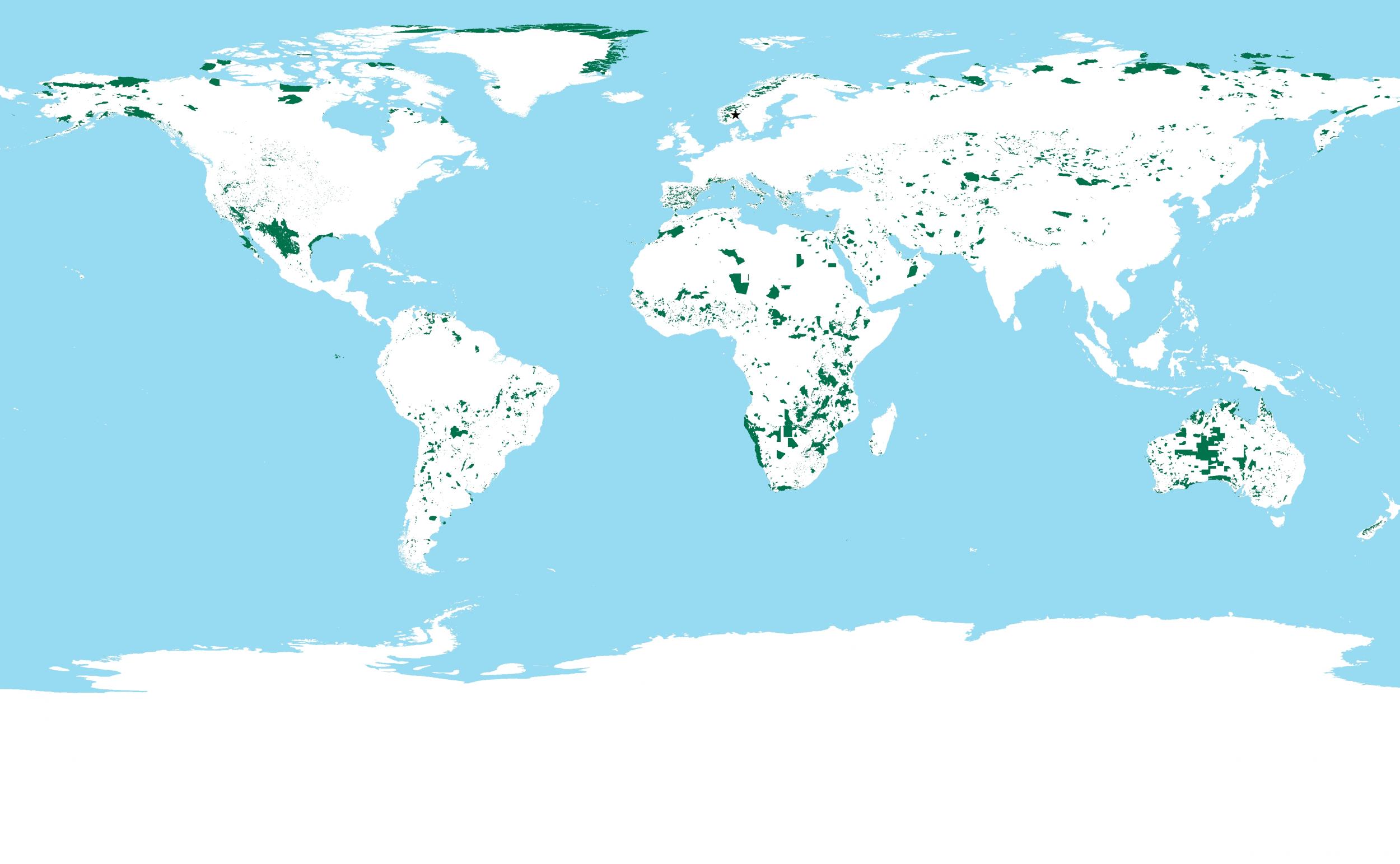 Terrestrial protected areas found in rangelands globally